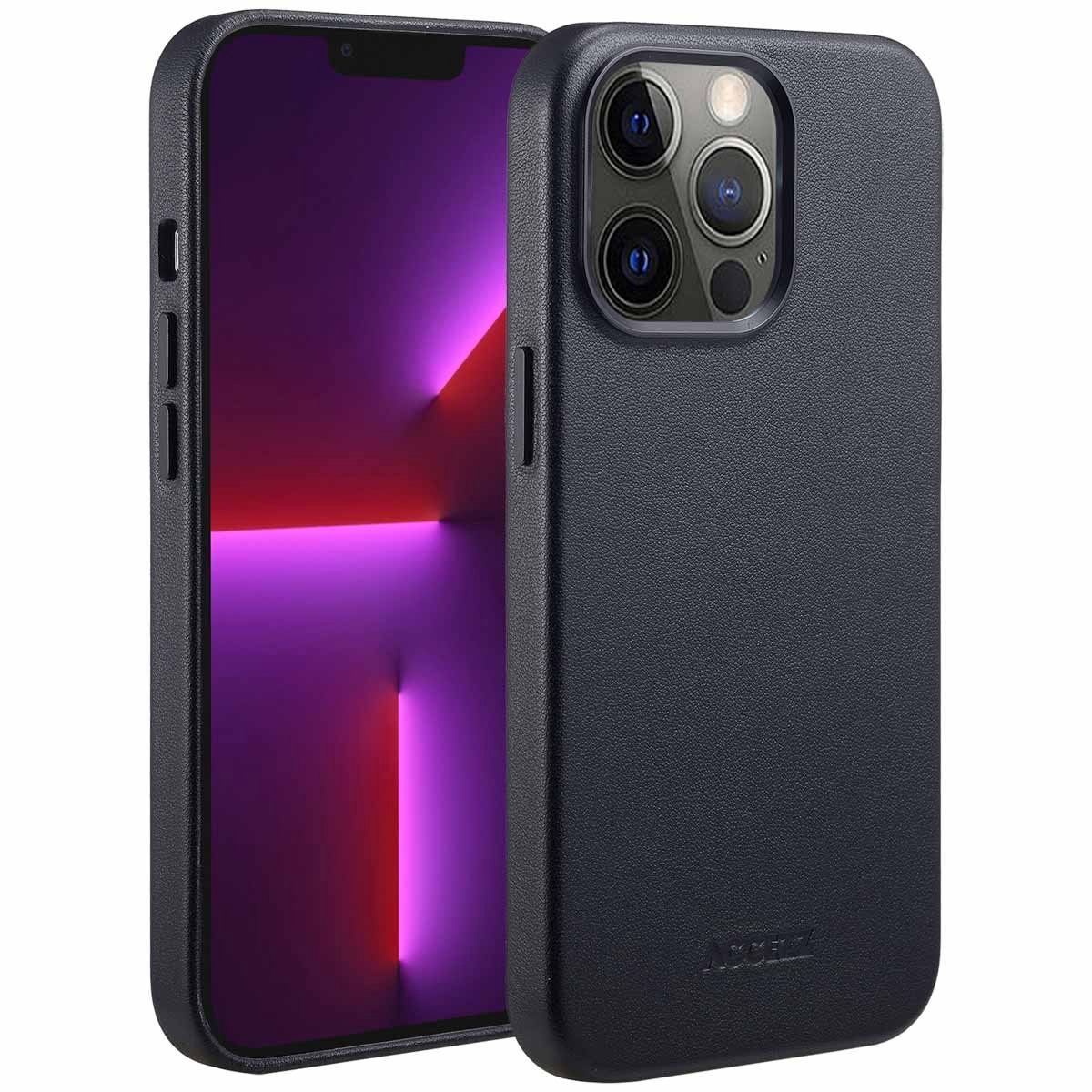 Accezz Hoesje Geschikt voor iPhone 13 Pro Hoesje - Accezz Geschikt voor MagSafe Leather Backcover - zwart