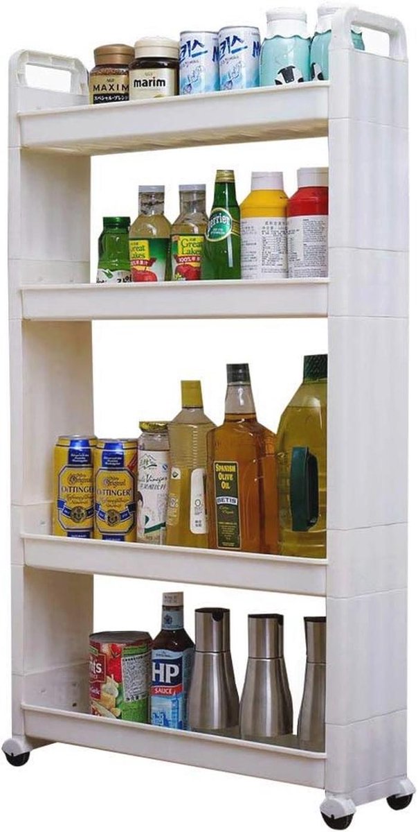 Slimme Ruimtebesparende Rollende Plank voor Wasdroger en Opslag - 4-Tier Organizer