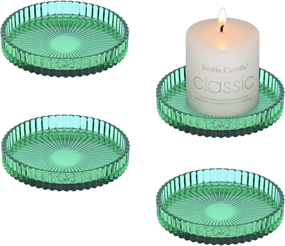 Set van 4 Ronde Glazen Kaarsenhouders voor Stompkaarsen - Perfect voor Feestdecoraties en Speciale Gelegenheden