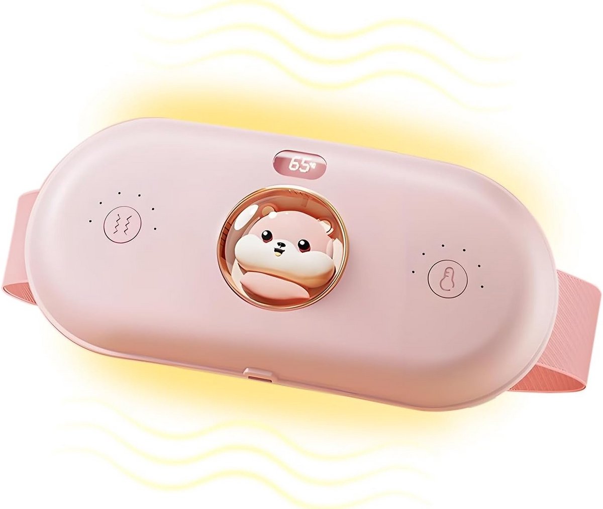 TNR Verwarmingskussen voor menstruatiekrampen, draagbaar draadloos elektrisch pijnbestrijdingsapparaat, met 4 warmteniveaus en 5 massagemodi, menstruatiekramp of vrouwen meisje (roze)