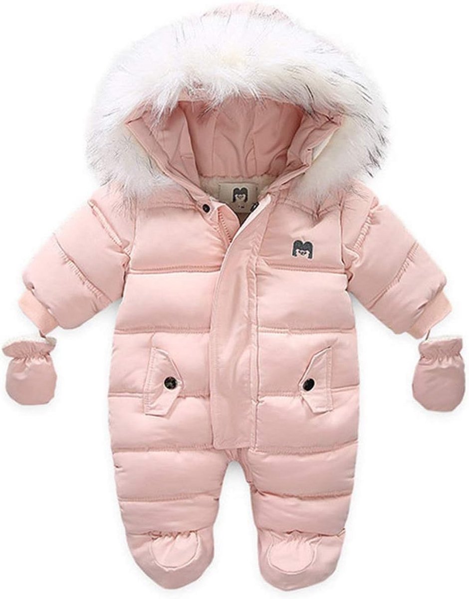 Warme Winter Snowsuit voor Baby Meisjes en Jongens met Capuchon en Mouwloze Jumpsuit