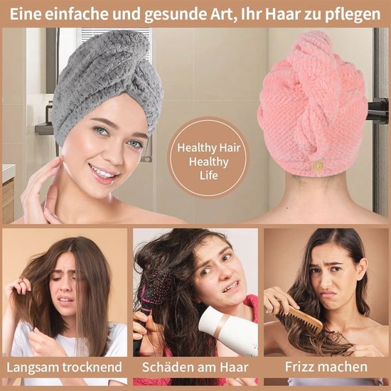 Haarhanddoek microvezel - absorberend en sneldrogend - Speciale tulband handdoek en haarhanddoek (Turkoois