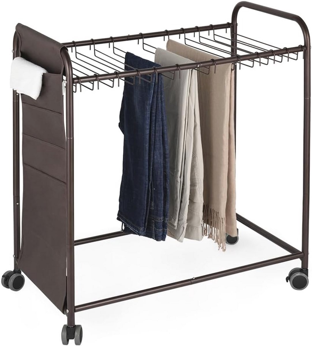 Kast Organizer met Rolbroek Trolley en 20 Hangers voor Efficiënte Kledingopslag