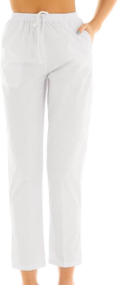 Dames witte slipbroek met trekkoord - Medische taillebroek van katoen