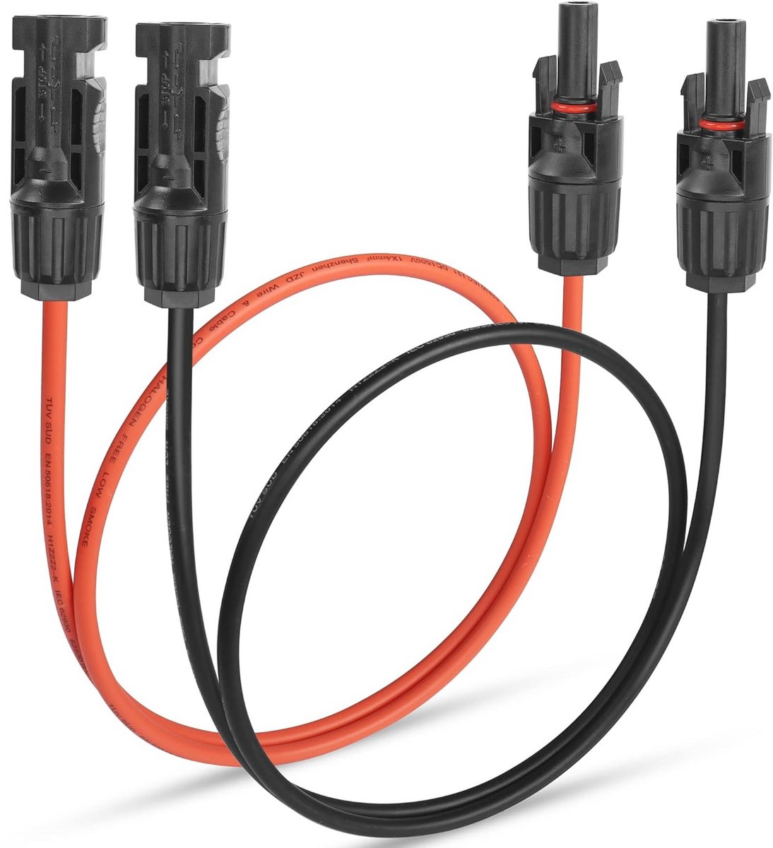 Zonneverlengkabel 11AWG Waterdichte Mannen naar Vrouwen Aansluitkabel - 2 Stuks 39,3 inch