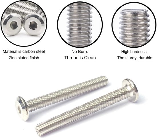 Drenky M4 x 12 mm verbindingsschroeven M4 riemgesp bindbouten 304 roestvrijstalen schroefpaal, roestvrije meubelbouten mouwmoeren voor bed, deur, tafel, stoel, werkblad, kast, 10 sets