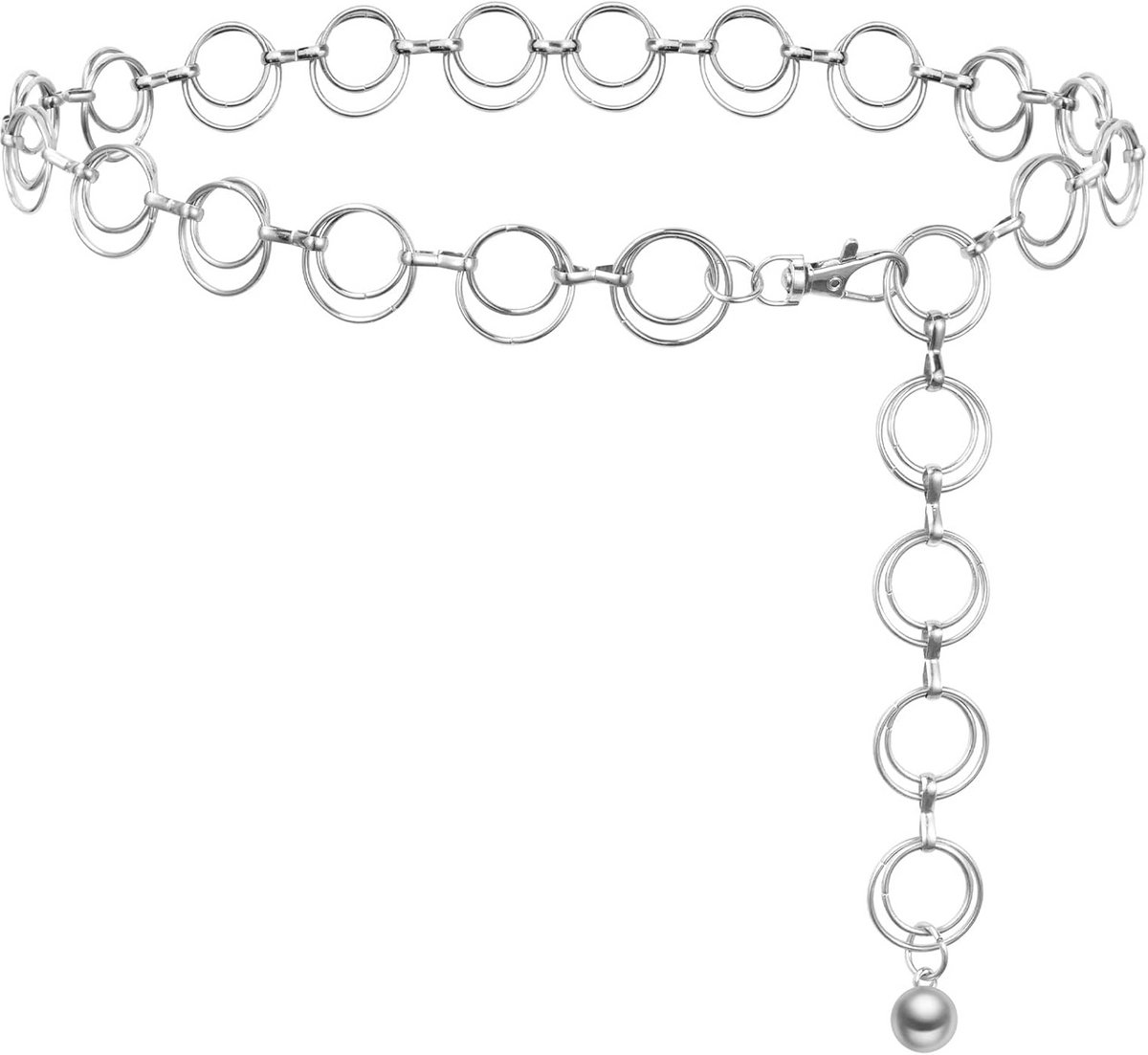 Dames kettinggordel - verstelbare metalen gordel - stijlvolle gordel - grove ketting - geschikt voor jurken, jeans en jeans - zilver