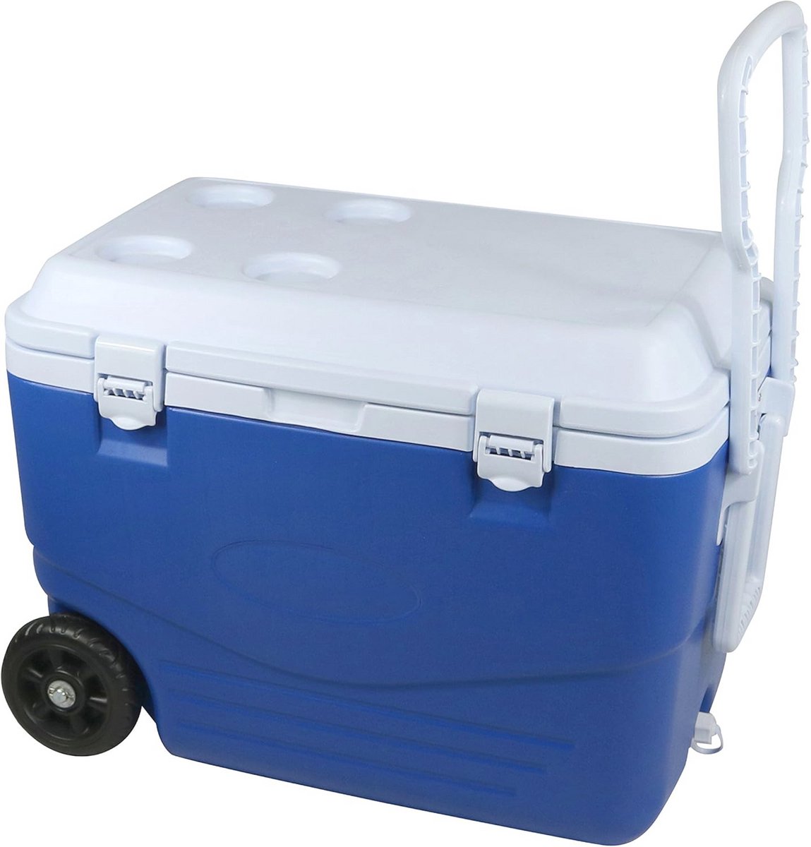 Koelbox 46 liter - Stijve, Inklapbare Handgrepen, Wielen, Blauw/Wit