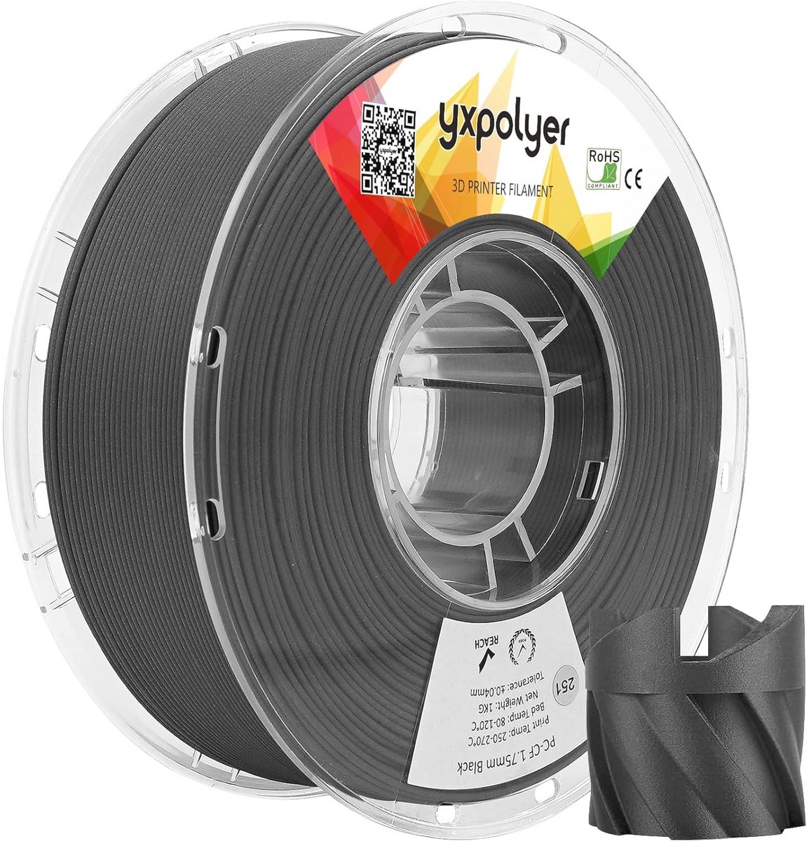 Polycarbonaat Koolstofvezel Filament 1,75 mm - Hittebestendig en Herbruikbaar voor 3D-printers