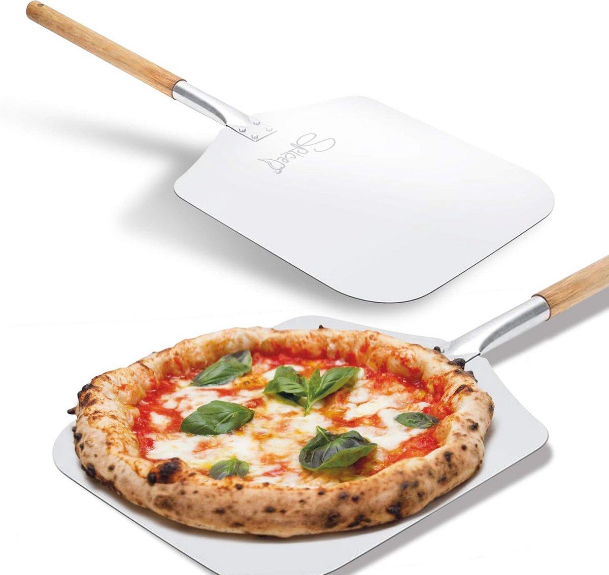 Pizzaoven met vuurvaste steen en aluminium pizzaschep 32 cm