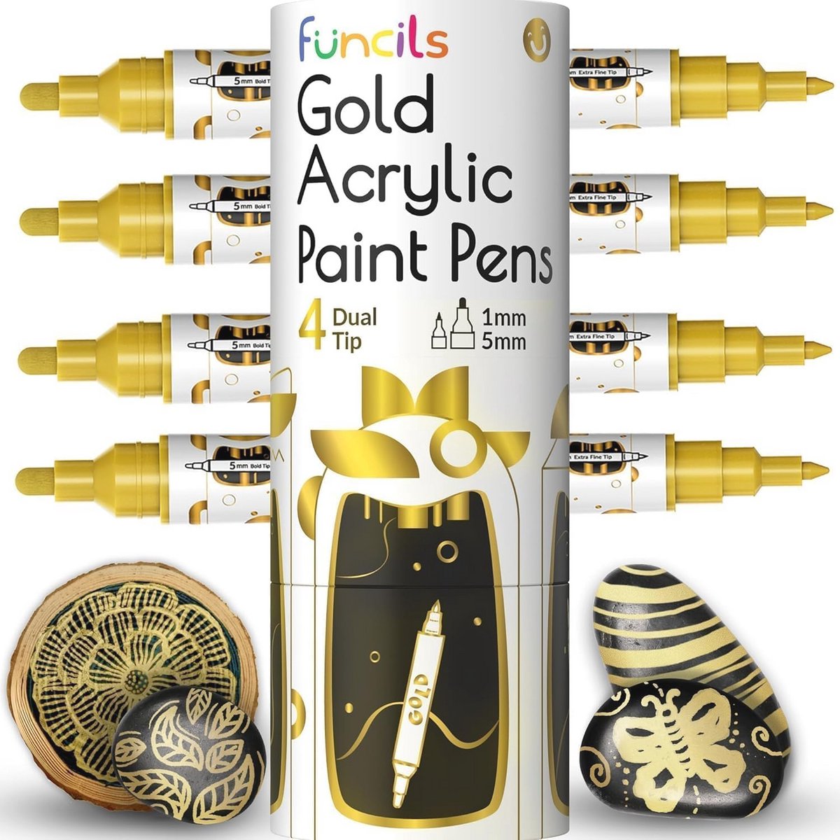 Gouden acrylverfpennen met dubbele punt voor creatieve projecten