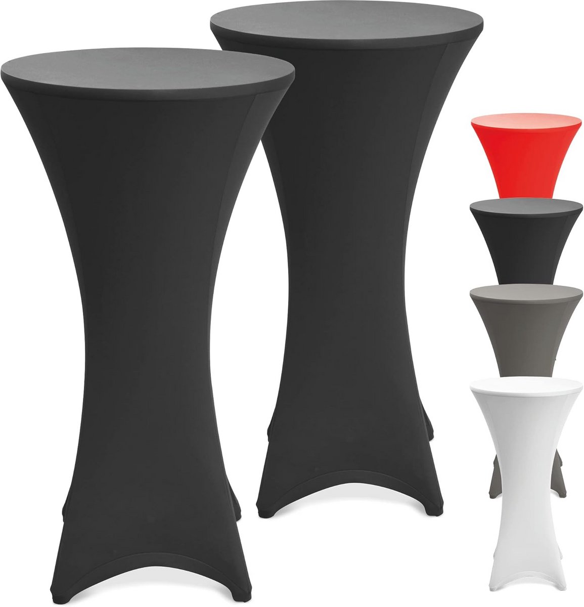 Set van 2 Rekbare Statafelhoezen voor Feestelijke Tafels - 80 cm - Zwart - Wasbaar en Strijkvrij