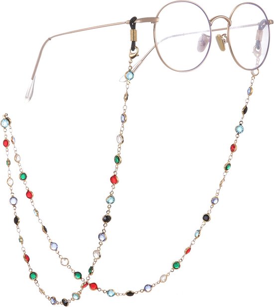 Foto: Kleurrijke lenzenvloeistof ketting voor zonnebril met statement kralen en bohemian glas band voor vrouwen