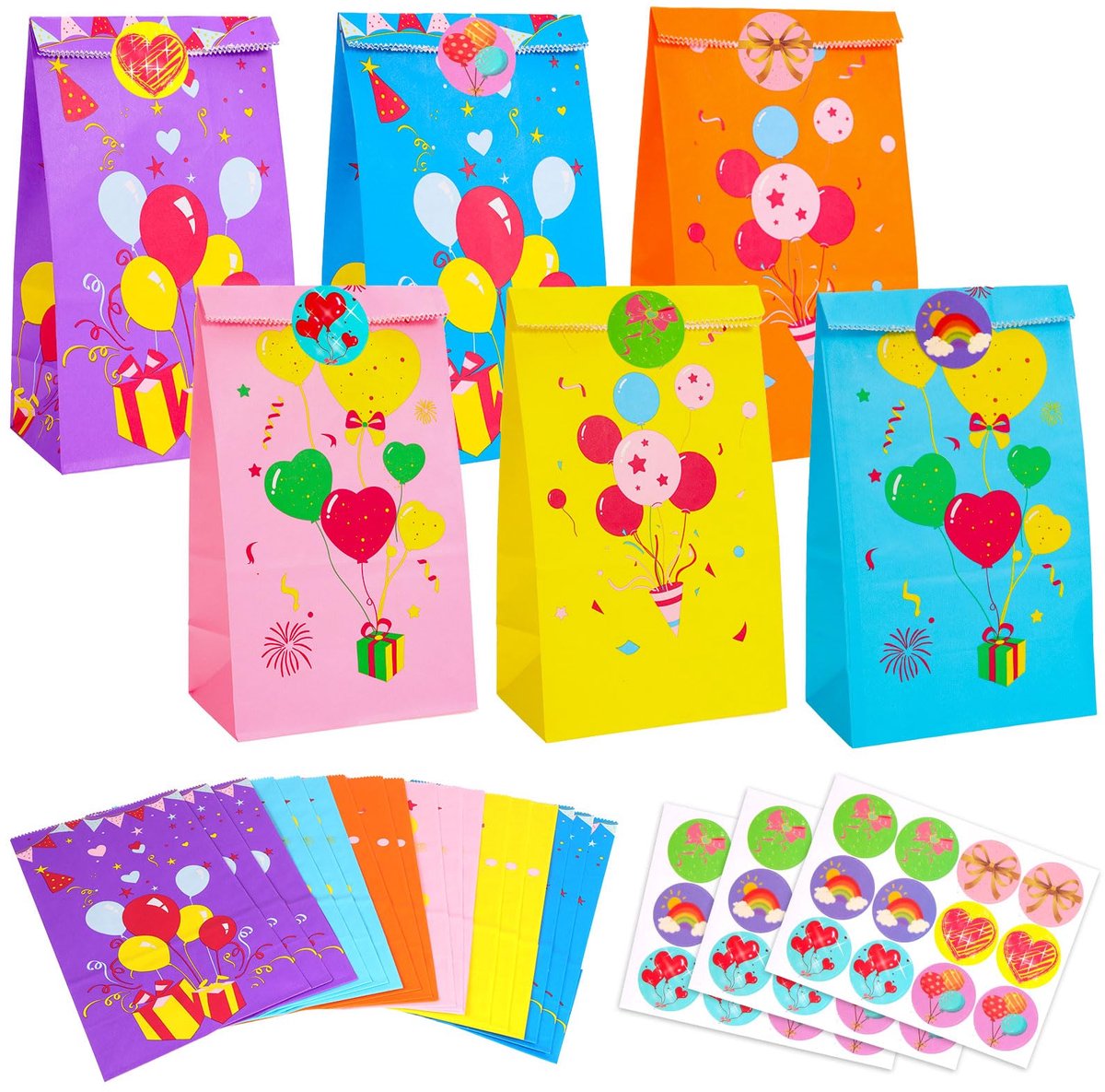 IMPERATORIS® Uitdeelzakjes met Strip/Stickers - Koekzakjes/Snoepzak/Geschenkzakjes - 24 stuks