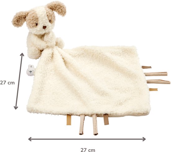 Nattou TEDDY Baby Knuffeldoekje met Knuffel - 27 x 27 cm - Doudou Hond - Baby Cadeau - Beige — afbeelding 4