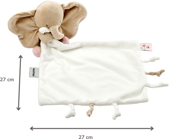 Nattou FanFan Baby Knuffeldoekje met Knuffel - 27 x 27 cm - Doudou Olifant - Baby Cadeau - Gebroken Wit van Nattou — afbeelding 2