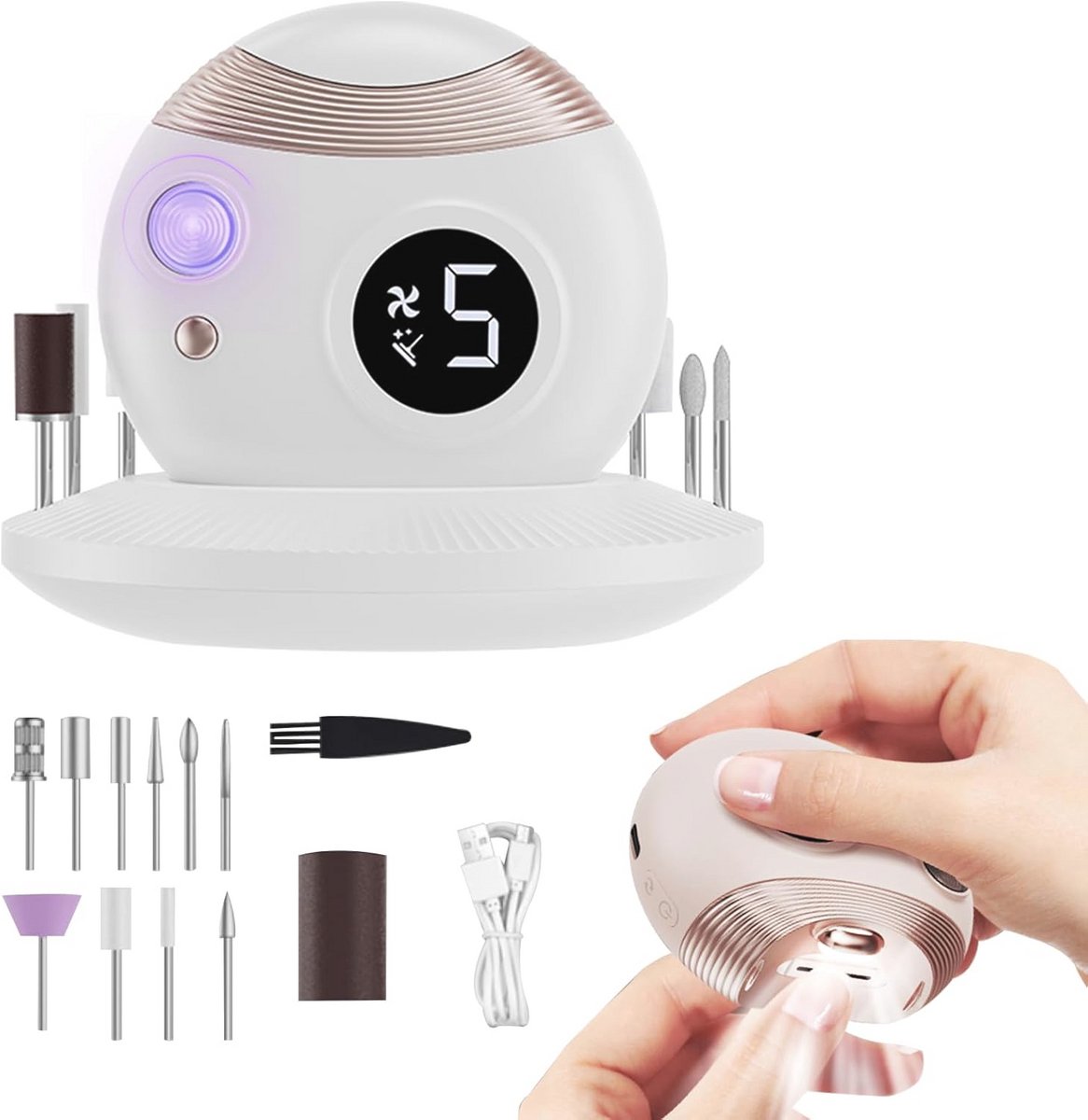 Multifunctionele 3-in-1 elektrische nagelschaar - Oplaadbaar en draagbaar apparaat voor knippen, trimmen en drogen