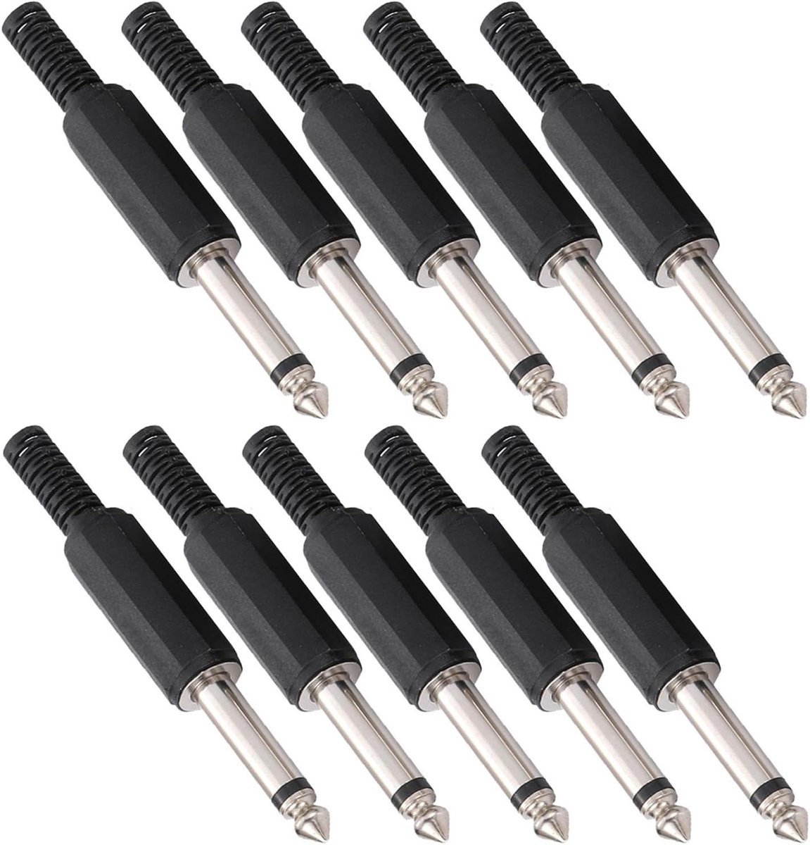 E-Ambar - Set van 10 mono jackstekkers voor gitaarluidsprekerkabel en patchkabel