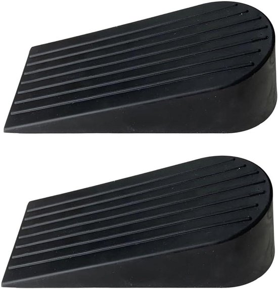 Deurstoppers voor op de vloer - 2x RVS 30x40mm Deurstopper Zwart met schroeven en pluggen