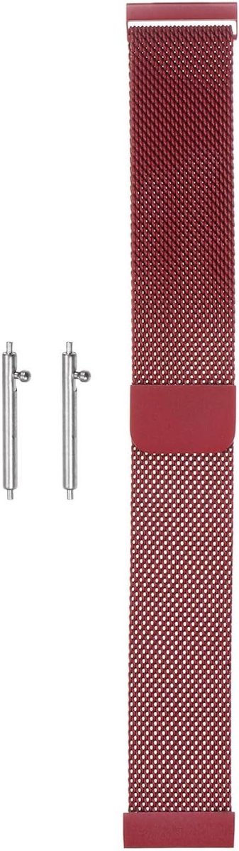 E-Ambar - Mesh horlogeband 18 mm met magnetische sluiting, snelwisselbaar - Rood - Unisex.