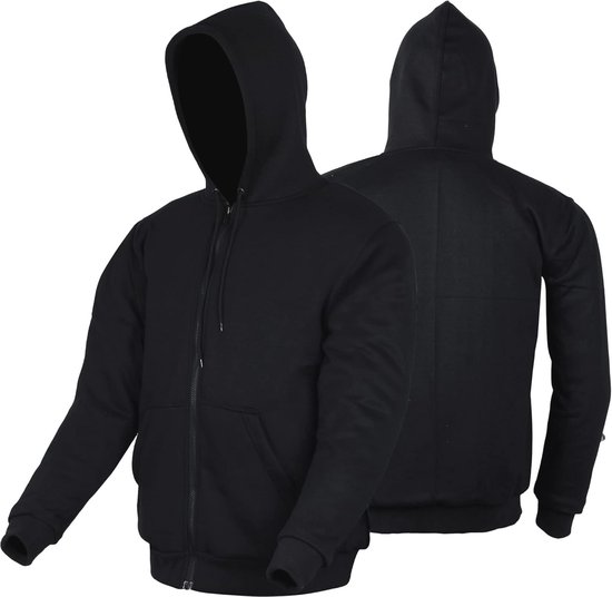 Beschermende Hoodie Gevoerd met Kevlar voor Heren - Zwart-Rood-Grijs