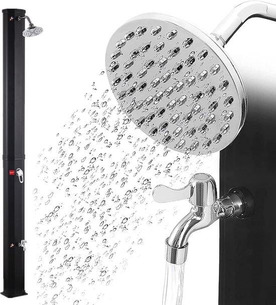 Zelsius Taree Zonnedouche 60 Liter Zwart - Met Kraan En Voetdouche Tuindouche