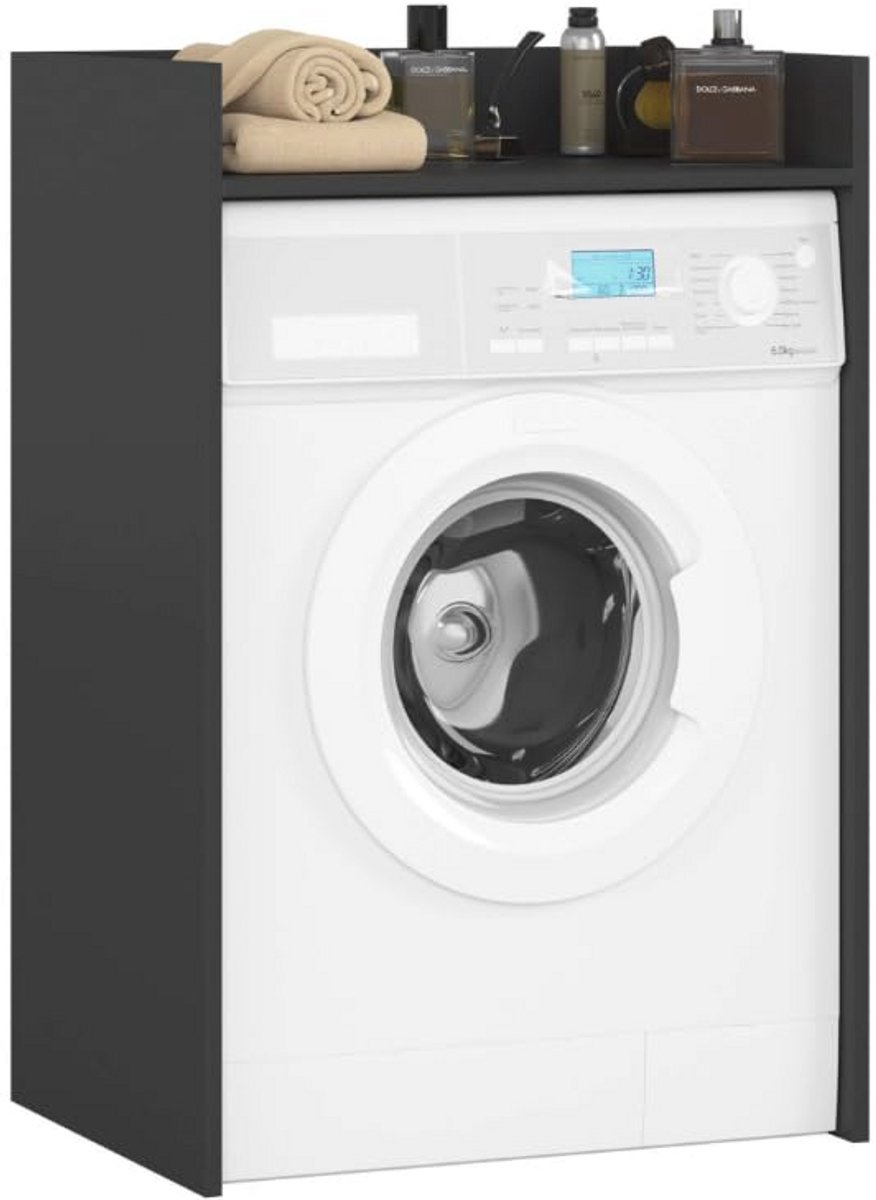 Kast voor Wasmachine en Wasdroger - 97,5 x 64 x 50 cm - Hoge Badkamerkast in Zwart