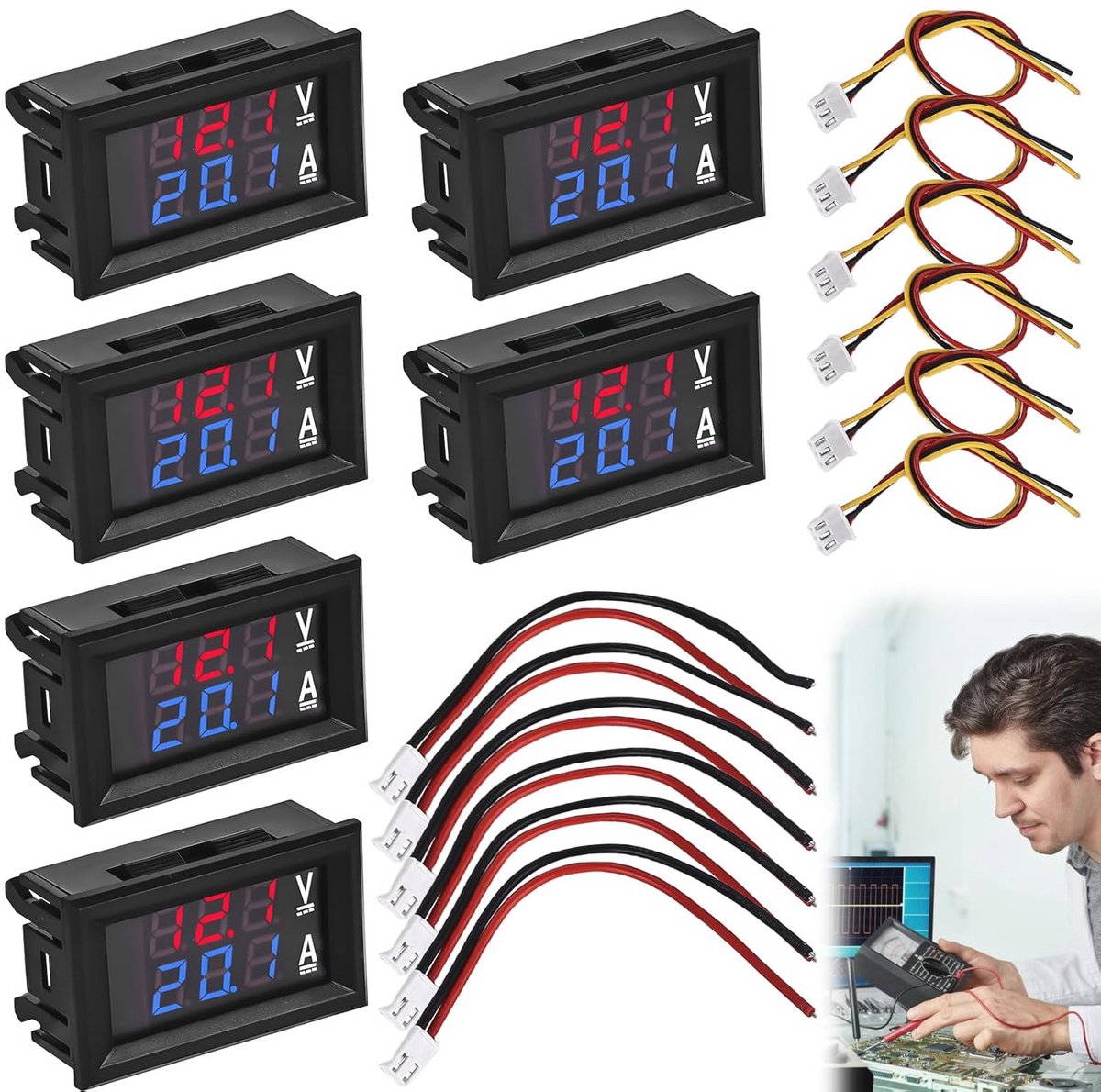 LED Digitale Voltmeter Ampèremeter 0,28 inch - 6 Stuks DC 0-100 V 50 A