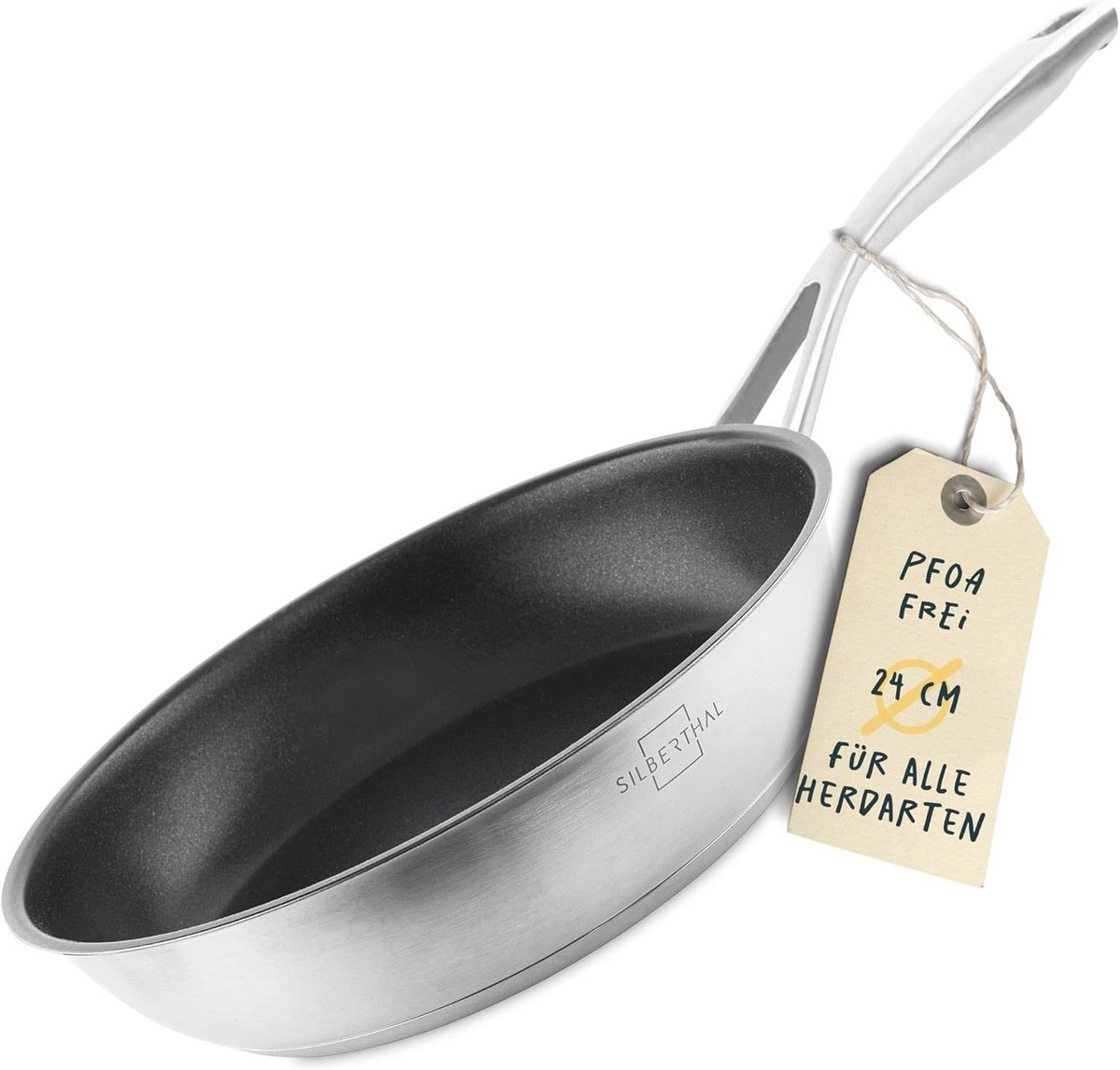 Inductie Koekenpan 24 cm - Roestvrij Staal - Antiaanbak - Ovenvast