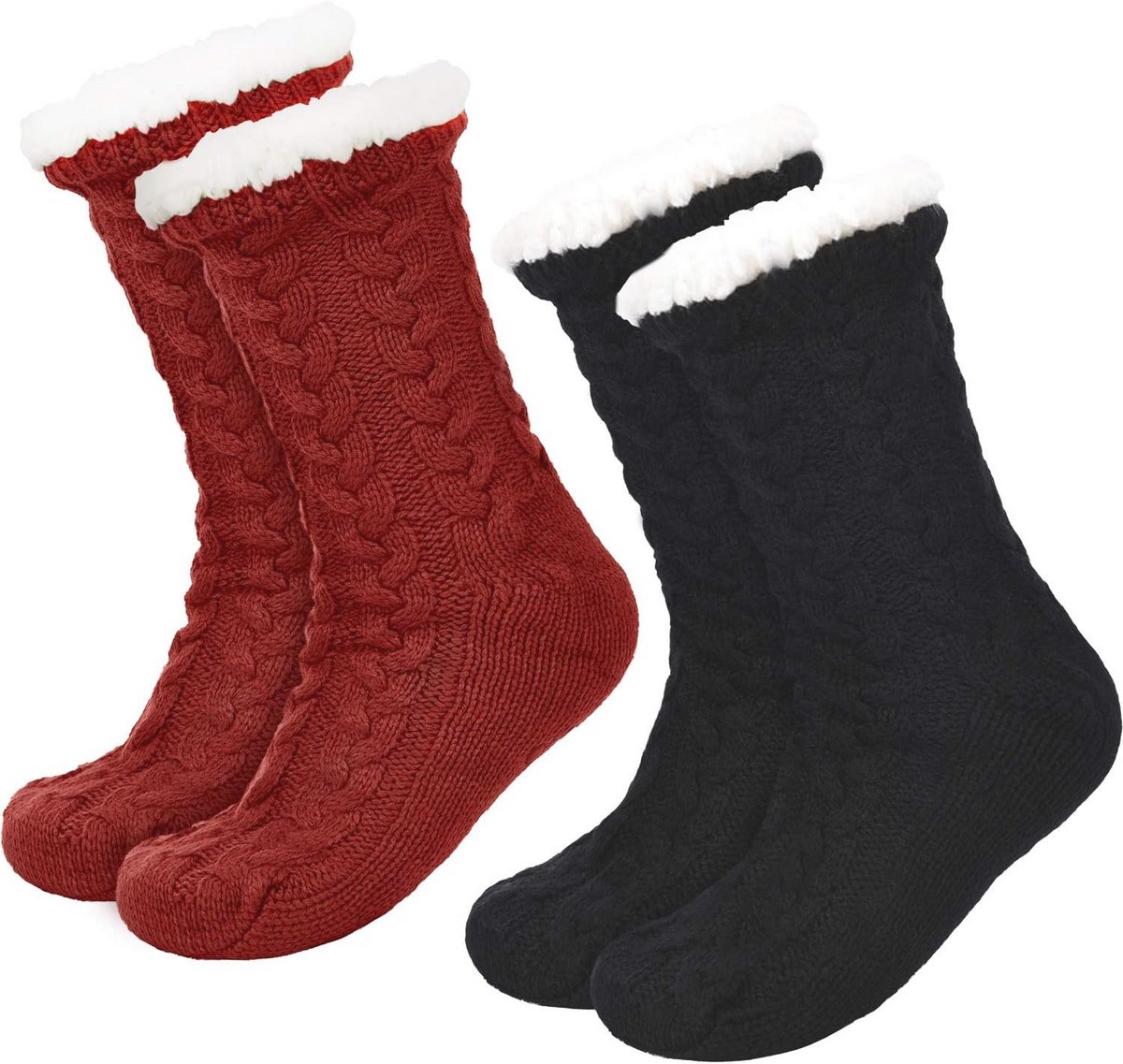 Warme pantoffels en kerstsokken voor dames - Fleece gevoerde antislip sokken