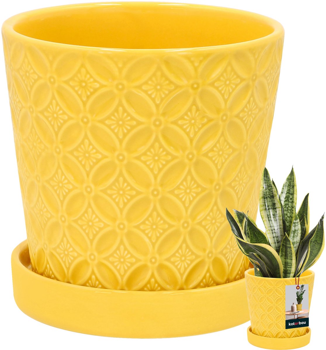 Kotarbau Serie - Okronde Bloempot - Mustard - 13 cm - Glanzend Keramiek