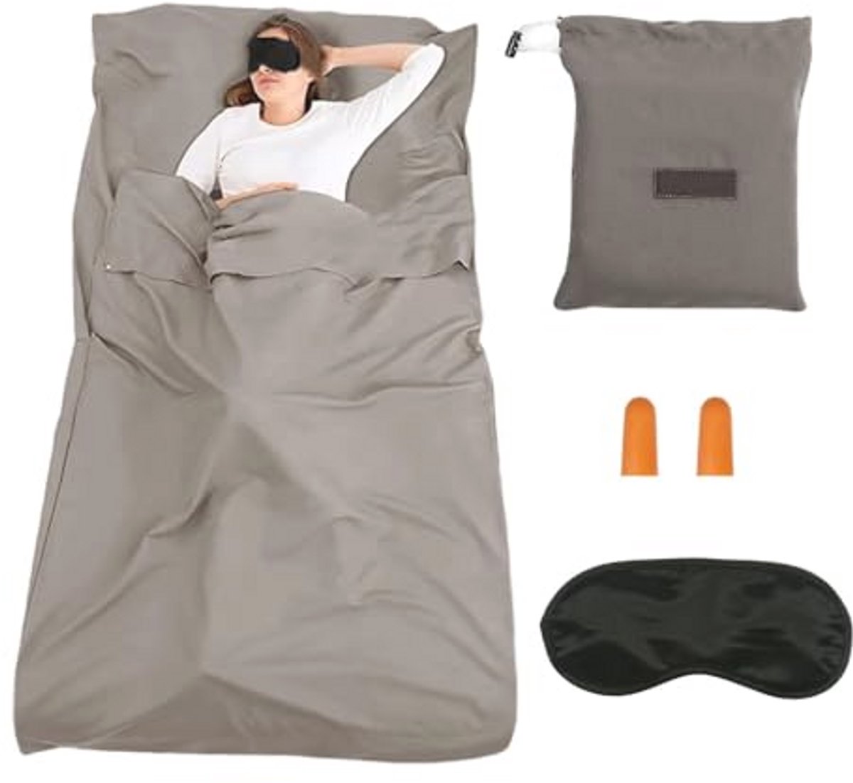 Ultralichte Slaapzak voor Volwassenen met Oordopjes en Oogmasker voor Backpacking en Jeugdherbergen