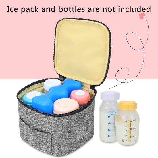 Koeltas voor moedermelk - Lekvrije tas voor 4 babyflessen (150 ml) - Grijs — afbeelding 2