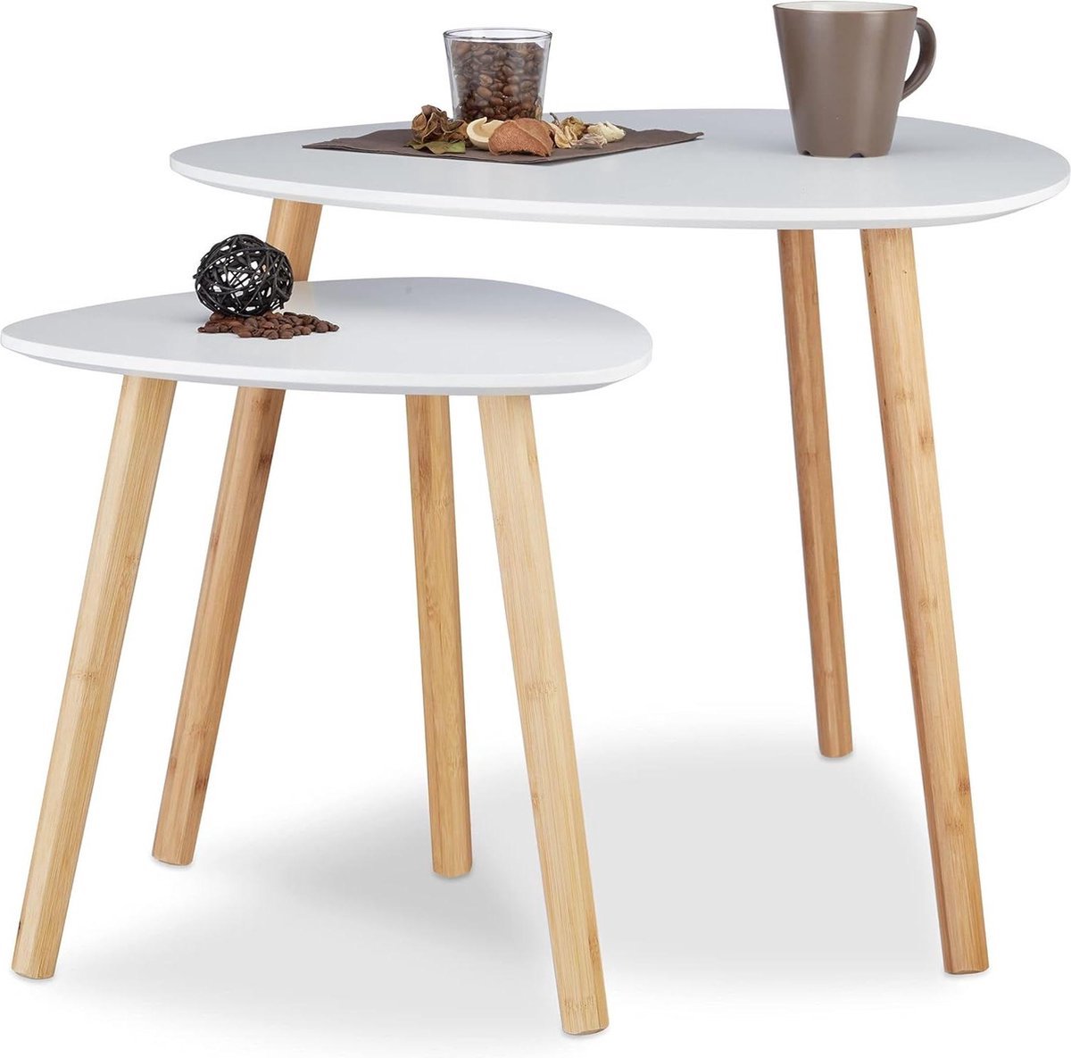 Thuys Set Van 2 – Ruimtebesparende Bijzettafels – Scandinavisch Design – Woonkamer Wit