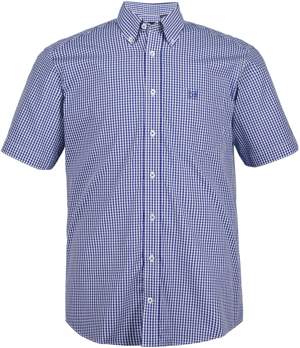 JP 1880 - Heren - overhemd korte mouwen vichy ruitje t/m 8XL comfort fit - Lichtblauw - Maat 3XL