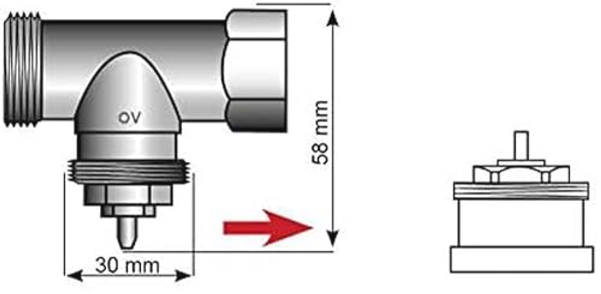 Metalen Adapter voor Radiatorthermostaten - Radiatorventieladapter M30 x 1.0mm, Lange Levensduur en Eenvoudige Montage