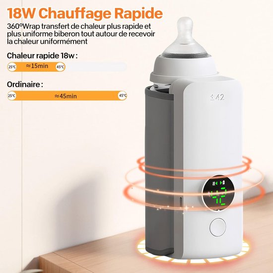 Slimme draagbare fleswarmer - draadloze digitale display, snelle verwarming en warmtehandhaving, slimme thermostaat onmiddellijke fleswarmer, ideaal voor auto/reizen/nacht van Merkloos — afbeelding 4