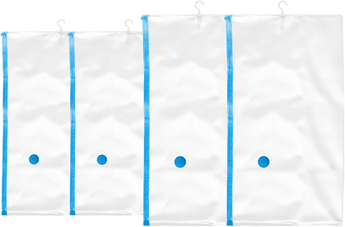 vacuümzakken - 12 stuks - transparant - blauw - kunststof - herbruikbaar - met sluitstrip
