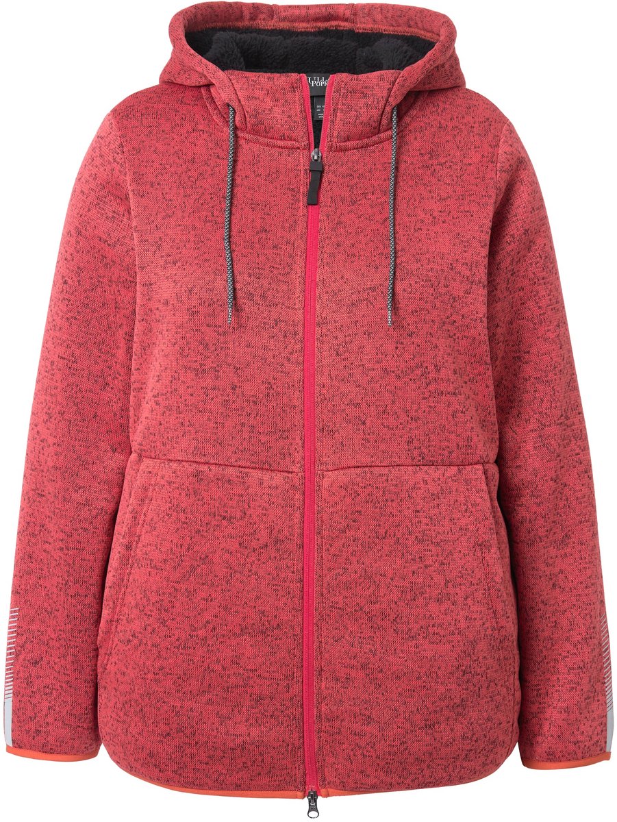 Ulla Popken - Dames - Jasje van gebreid fleece teddyfleece tweerichtingsrits - Koraal - Maat 42+