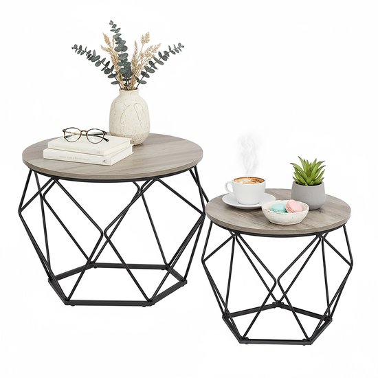 ensemble-table-basse-2-pièces-100x50x45 cm-gris-noir