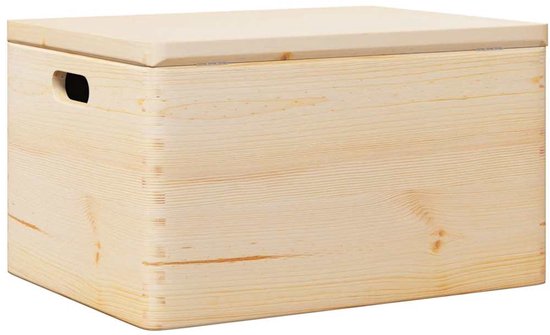 vidaXL - Bois - boîte - avec - couvercle et poignées - 40x30x23cm - solide - bois de pin