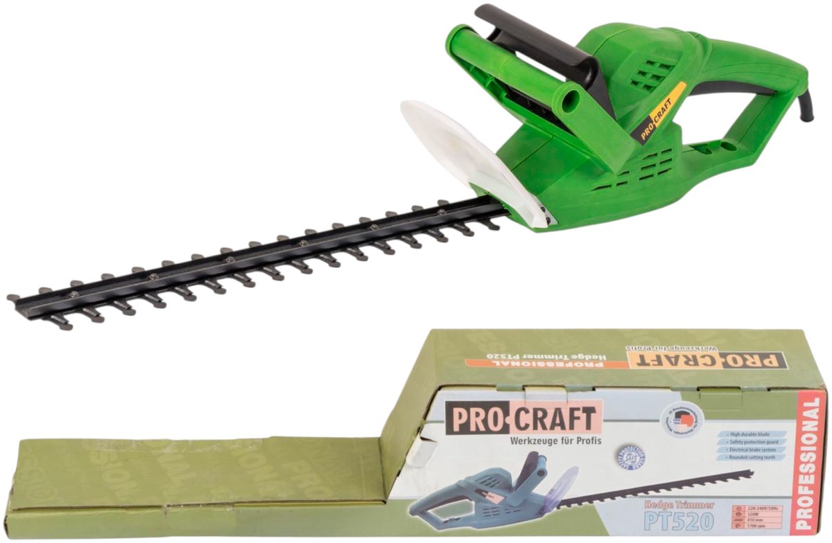Procraft PT520 heggenschaar 520 watt 410 mm snijlengte 20 mm snijdikte
