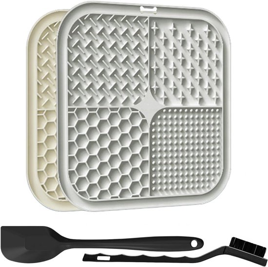 MateeyLife Likmat 2 stuks voor honden en katten – Grote maat 20x20 cm met 77 zuignappen – Slow feeder voor yoghurt, snacks of pindakaas – Stressverlichtend speelgoed –Blauw & groen