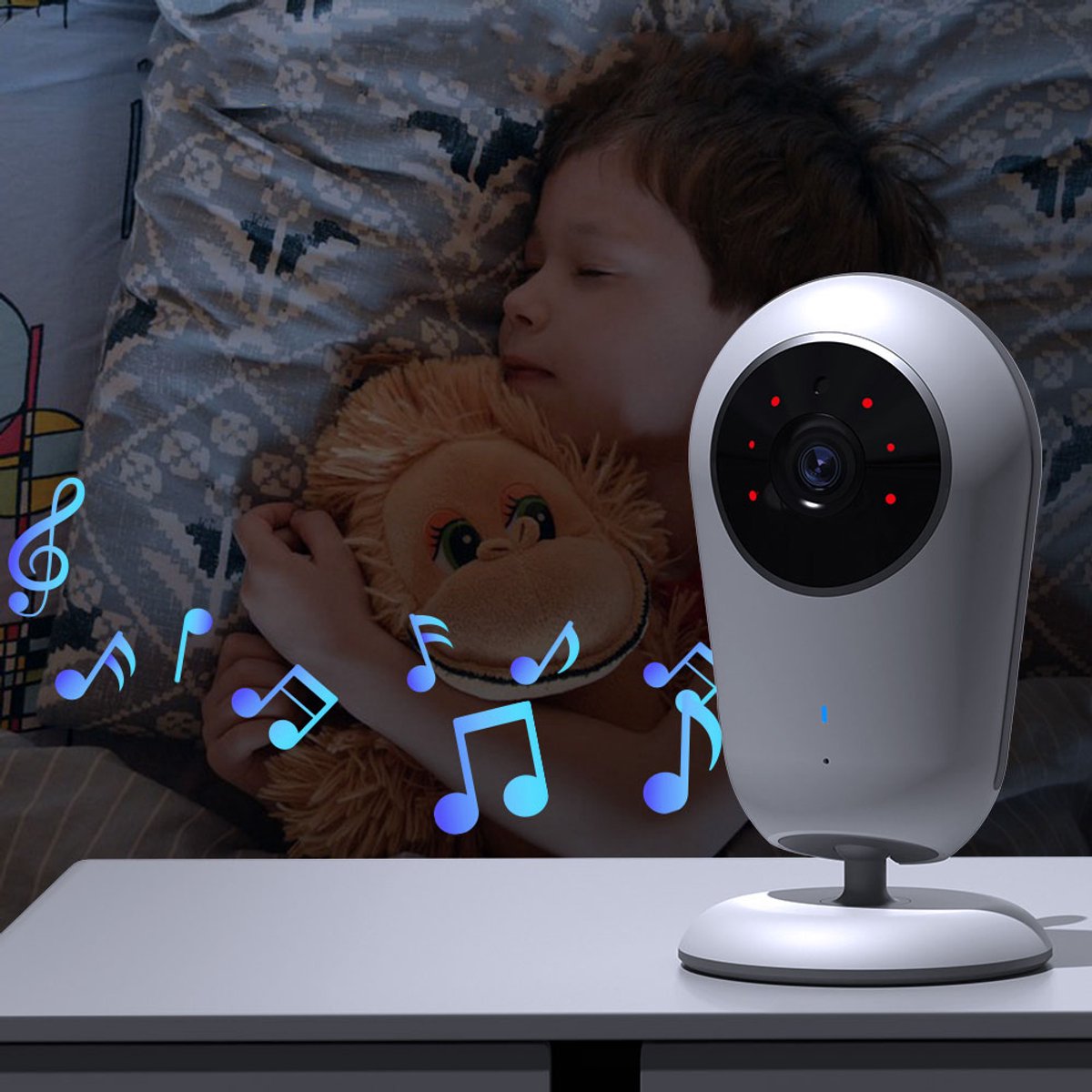 BOIFUN VB609 Babyfoon met Camera - Baby Monitor met HD- Camera voor binnen - Nachtzicht - Babyphone met Temperatuurweergave - 3,2 "LCD VOX-video - Baby Monitor - Live-nachtmodus Draadloos - Wit thumbnail 5