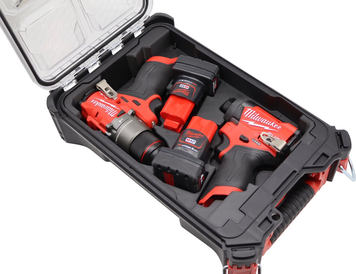 Milwaukee Packout Compact inzet voor M12 FPD2 / FID2 boor- en slagschroeftol – 3D geprint | Gereedschapsinzet op maat | Fysiek product