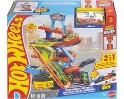 Hot Wheels City Transformerende Stuntgarage speelset en metalen speelauto