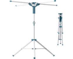Droogrek inklapbaar - verstelbaar - 80-200 cm - voor kledinghangers - wit-blauw