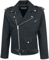 Gothicana Zwart overgangsjack in bikerlook - Heren - 5XL