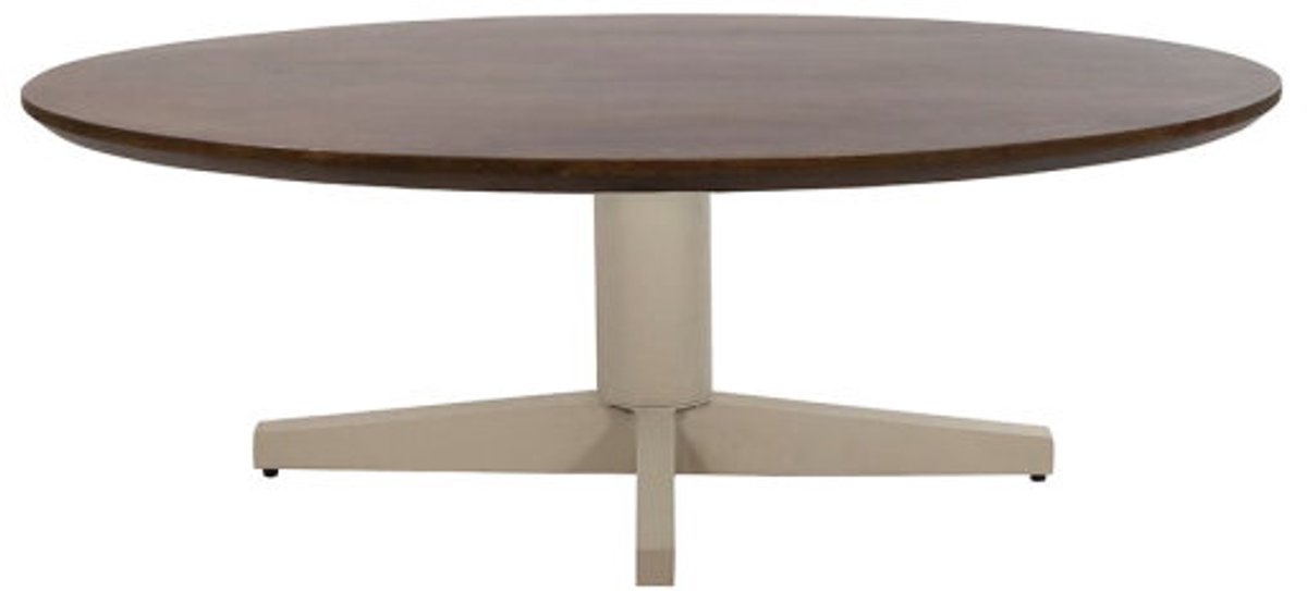 Salontafel Scorpio ovaal Beige poot Mangohout 130x70x45 cm - walnoot