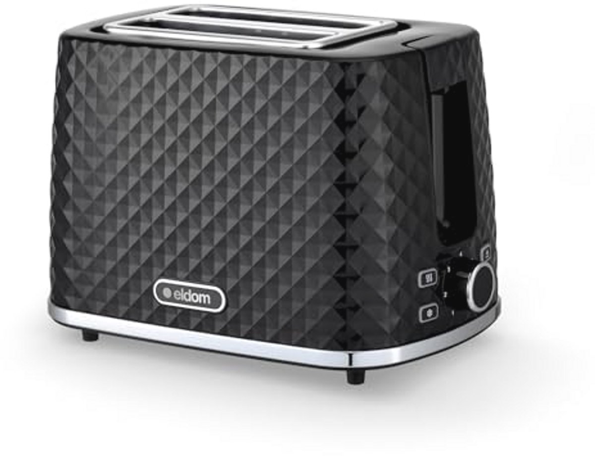 Toast Broodrooster met 7 Instellingen en Broodjesopzetstuk - 930W, Zwart